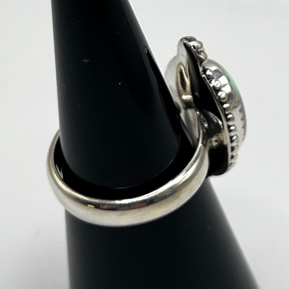 Vintage Style Oval Aurora Opal Beaded Bezel .925 Sterling Silver Statement Ring - Picture 4 of 6